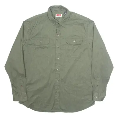 WRANGLER Mens Plain Shirt Green Long Sleeve L