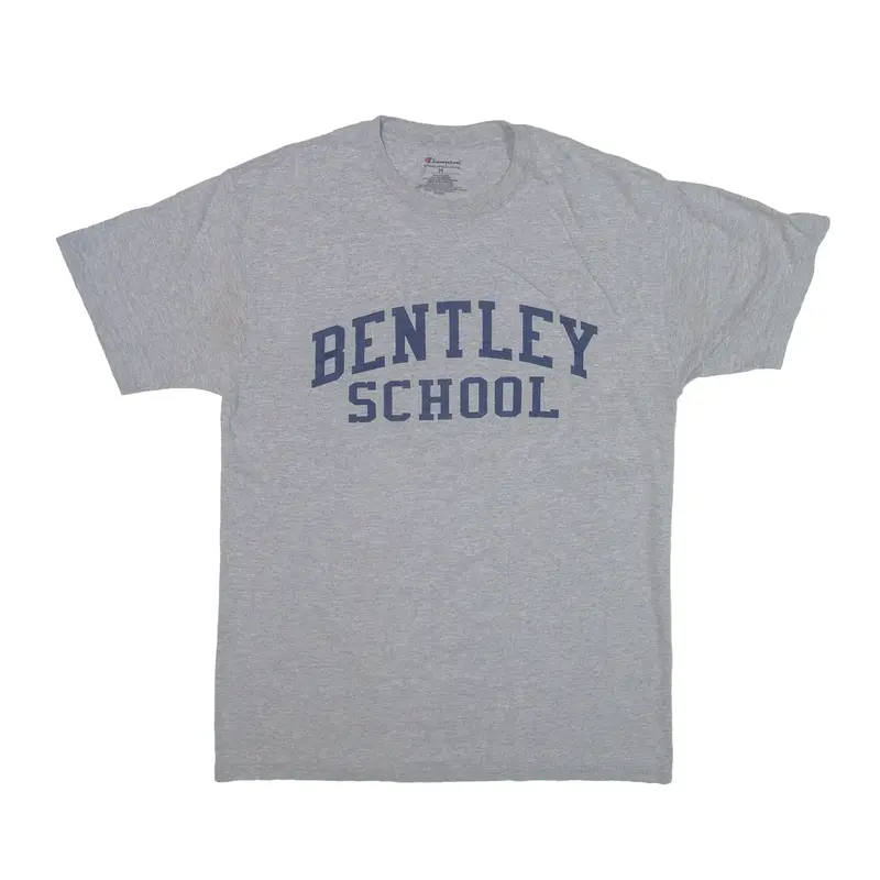 CHAMPION Bentley School Sports T-Shirt Grey USA Short Sleeve Mens M
