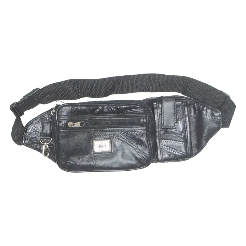 Mens Bum Bag Black Leather Faux Leather