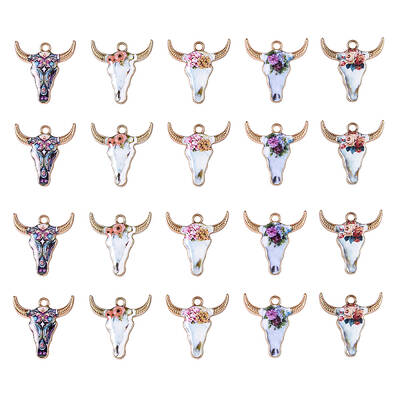 50Pcs 5 Style Zinc Alloy Enamel Pendants