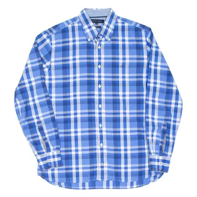TOMMY HILFIGER Mens Shirt Blue Check Long Sleeve M