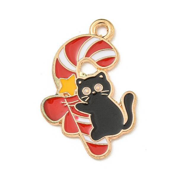 Christmas Kitty Alloy Enamel Pendants