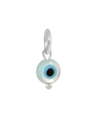 Small Round Evil Eye Charm | Metal Color: Silver