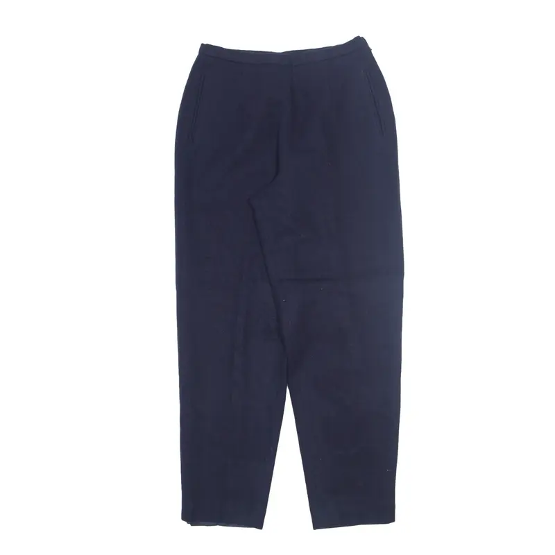 ADOLFO STUDIO Trousers Blue Relaxed Tapered Wool Womens W26 L30