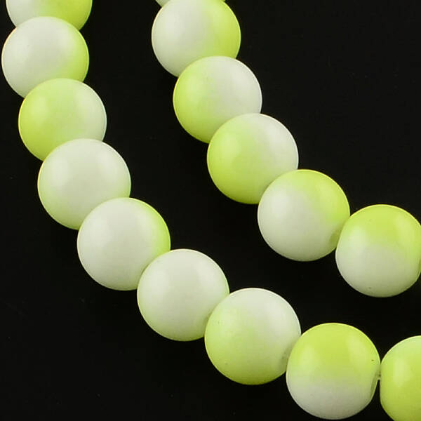 Two-Color Baking Painted Glass Bead Strands