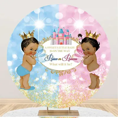 Sweet Baby Graffiti Round Gender Reveal Backdrop - Aperturee
