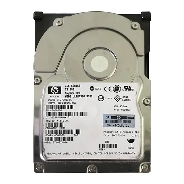 3R-A4145-AA HP 72.8GB Ultra-320 SCSI 15000 3.5-inch Hard Drive