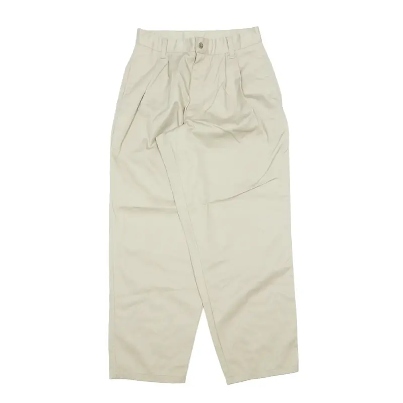 HIGHLAND Pleated Chino Trousers Beige Regular Straight Girls W26 L29