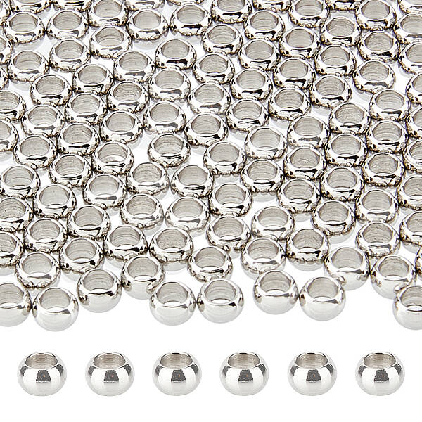 200Pcs 304 Stainless Steel Rondelle Spacer Beads