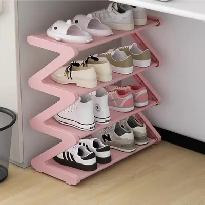 4 Layer Z Shaped Shoe Rack, Space Saving Shoe Storage Rack, Easy To Assemble Shoe Organizer for Home, Dormitory and Living Ro...