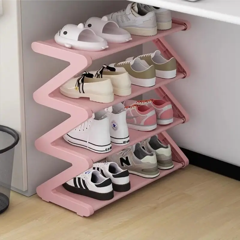 4 Layer Z Shaped Shoe Rack, Space Saving Shoe Storage Rack, Easy To Assemble Shoe Organizer for Home, Dormitory and Living Ro...