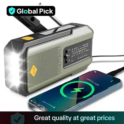 Hand-Crank/Solar Radio, Emergency Audio Radio Equipment with 2000mAh Power Bank & LED Light, Summer Portable Compact SOS Alar...