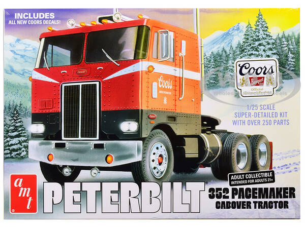 Skill 3 Model Kit Peterbilt 352 Pacemaker Cabover Tractor Coors 1/25 Scale Model by AMT
