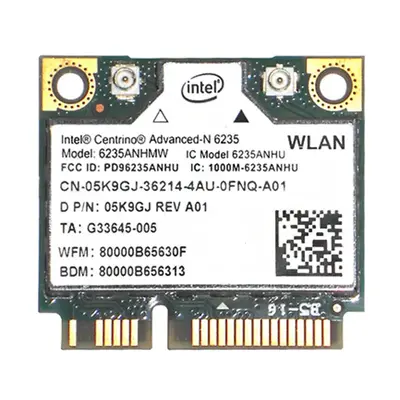 6235AN.HMWWB Intel Advanced-N Centrino 6205 Dual Band 300Mbps 2.4GHz / 5GHz IEEE 802.11a/b/g/n Bluetooth 4.0 Half Mini PCI Ex...