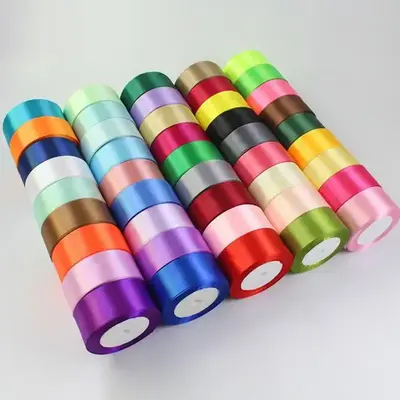 Solid Color Satin Ribbon (10 Rolls), Decorative Ribbon, Gift Wrapping Ribbon, DIY Ribbon for Wedding Party, Birthday, Festiva...