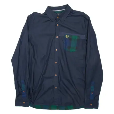 FRED PERRY Mens Formal Shirt Blue Long Sleeve L