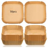 Disposable Air Fryer Liner, 50/100pcs Non-stick Oil-proof Parchment Paper, Baking Supplies, Multipurpose Oil-absorbing Paper...