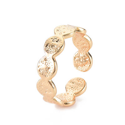 Textured Flat Round Brass Cuff Rings for Women