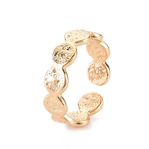 Textured Flat Round Brass Cuff Rings for Women