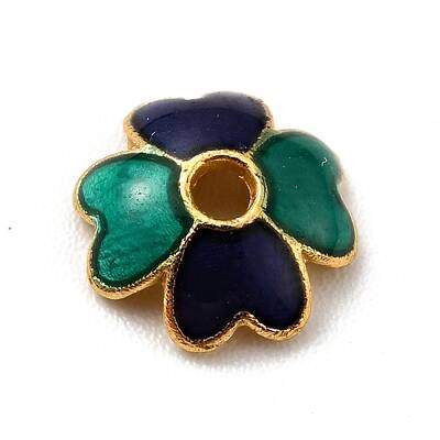 4-Petal Alloy Enamel Bead Caps
