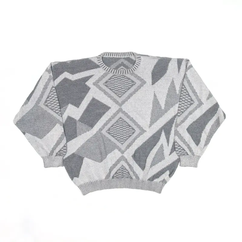 Patterned Jumper Silver Geometric Womens L