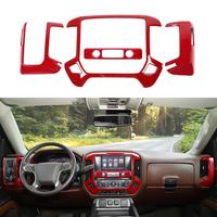 Custom Center Console Dash Cover Trim For 2014-2017 Chevy Silverado 1500 & GMC Sierra 1500 Car Interior Accessories, ABS Carb...