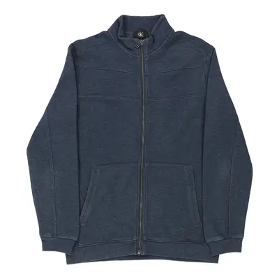 Calvin Klein Zip Up - Medium Navy Cotton Blend