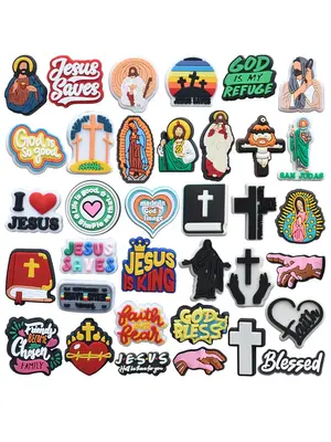 Cartoon Religion Themed Shoe Decoration, Cute Shoe Decoration, Shoe Decoration Accessories for Women & Girls, Diy Shoe Decora...