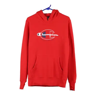 Champion Hoodie - Small Red Cotton Blend
