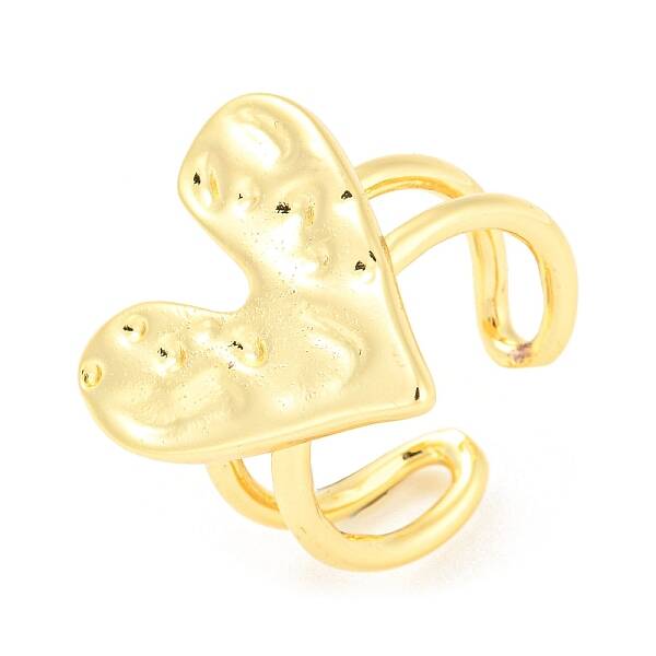 Brass Heart Open Cuff Rings