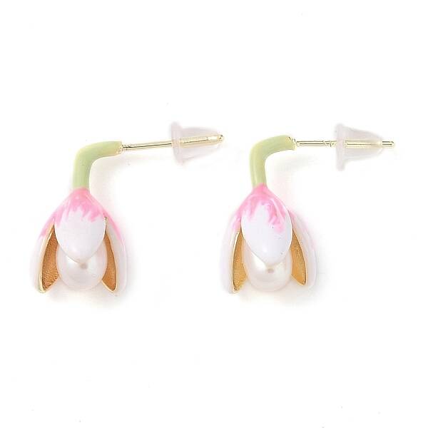 Flower Natural Pearl Stud Earrings