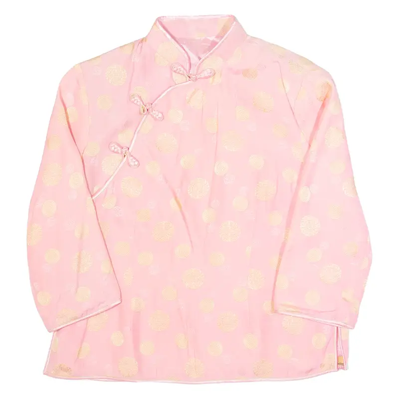 Womens Printed Blouse Pink Collared 3/4 Sleeve Spotted S