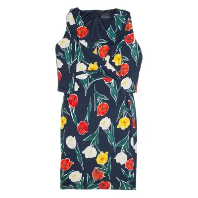 PHASE EIGHT Womens Bodycon Dress Blue Floral Long Sleeve Midi S