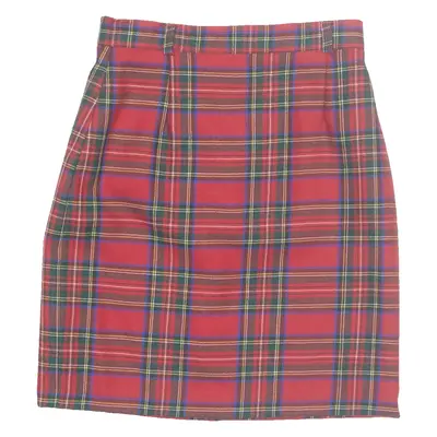 C&A Womens Straight Skirt Red Knee Length Plaid XS