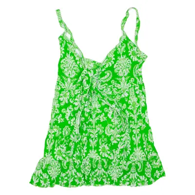 ZARA Womens Printed Top Green V-Neck Sleeveless Paisley M