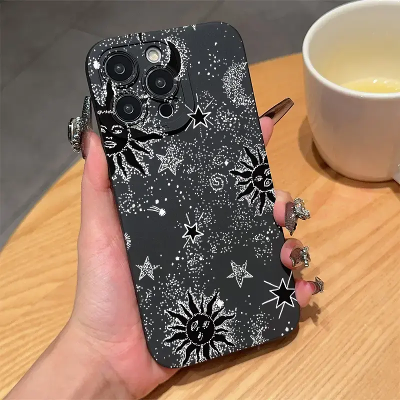 Star & Moon Pattern Phone Case, Anti-drop Cellphone Protective Case, Total Protective Shockproof Mobile Phone Cover for iPhon...