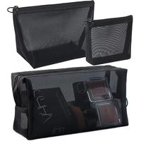 Mesh Makeup Bag Set, 3 Counts/set Portable Zipper Makeup Bag, Versatile Storage Bag, Travel Storage Bag, Cosmetic Organizer P...