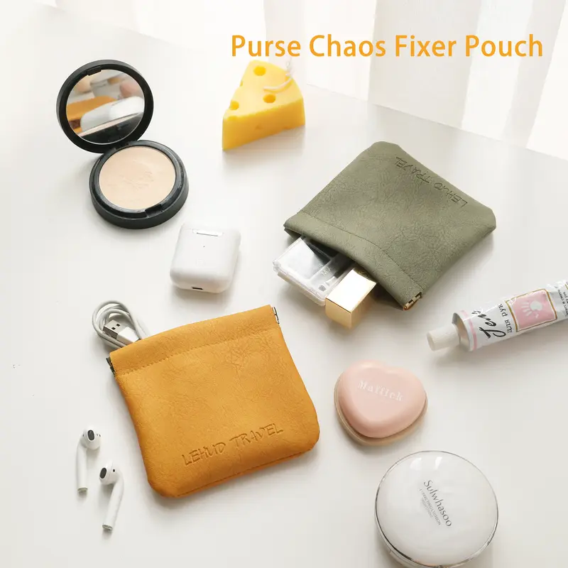 Purse Chaos Fixer Pouch Mini Auto Closure  Snappy Pouch For Keys/Changes/Coins/Lipstick/Cards Bag essentials in Marshmallow C...