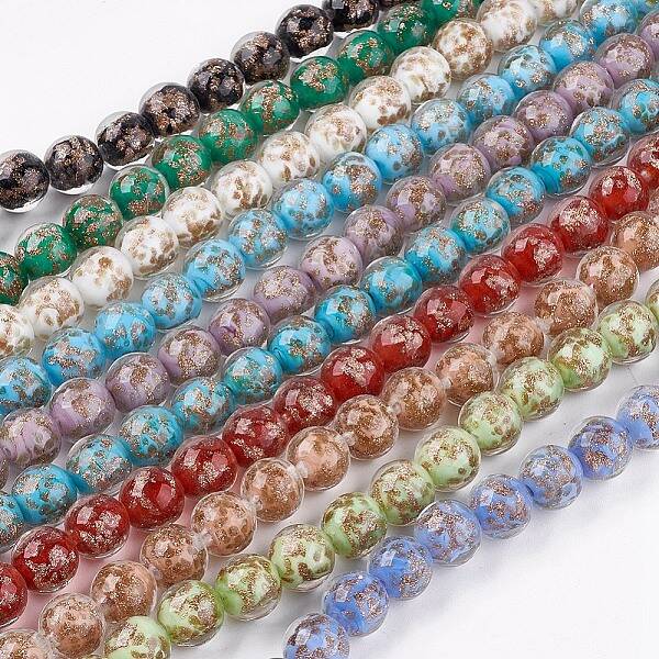 Handmade Gold Sand Lampwork Beads