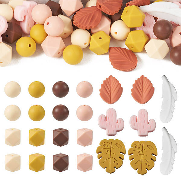 12 Style Food Grade Eco-Friendly Silicone Focal Beads