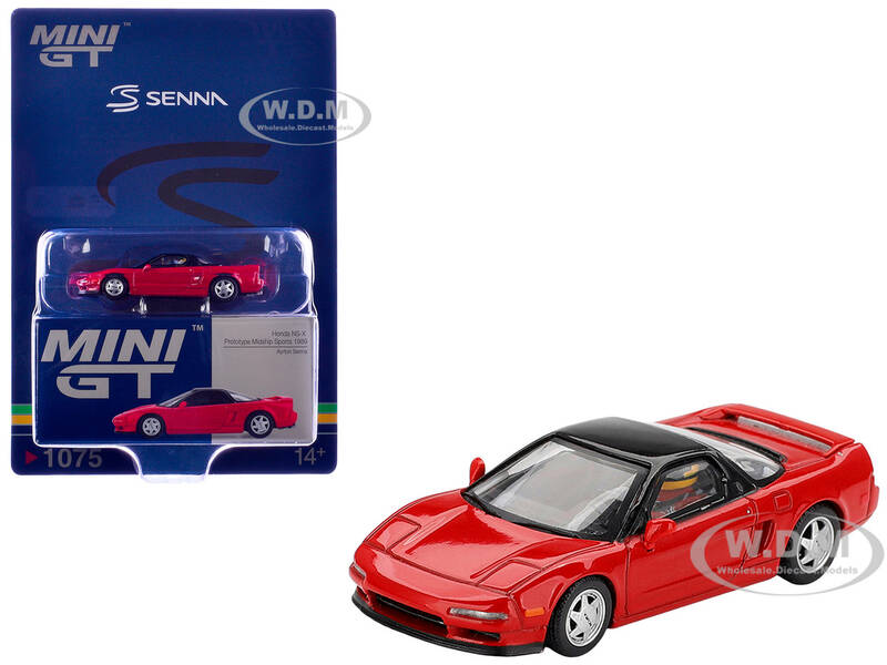 1989 Honda NS-X Prototype Ayrton Senna - Midship Sports Red with Black Top and Driver Figure Limited Edition 1/64 Diecast M...