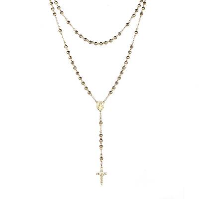 Men's Rosary Bead Necklace with Crucifix Cross