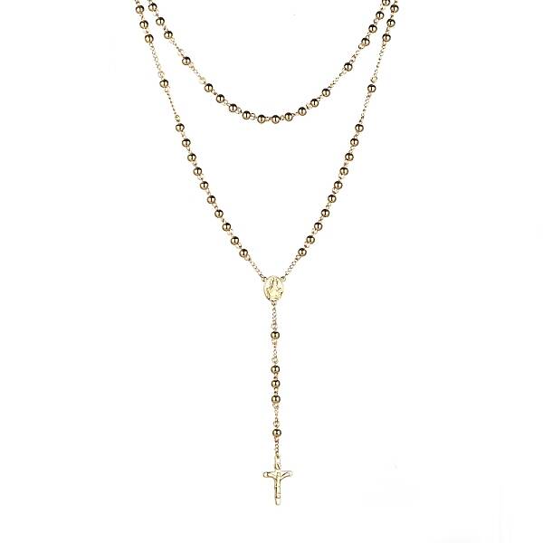 Men's Rosary Bead Necklace with Crucifix Cross