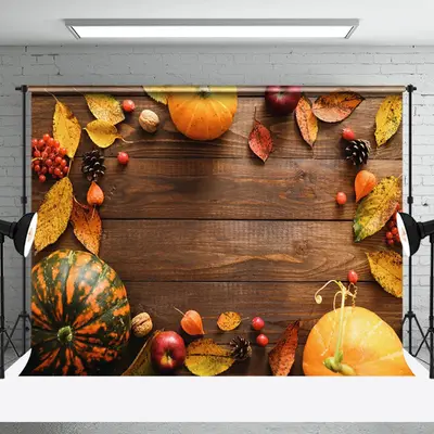 Aperturee Pumpkin Apple Wood Board Fall Photography Backdrop | Fall Festival Photo Backdrop | Fall Festival Backdrop | Diy Fa...