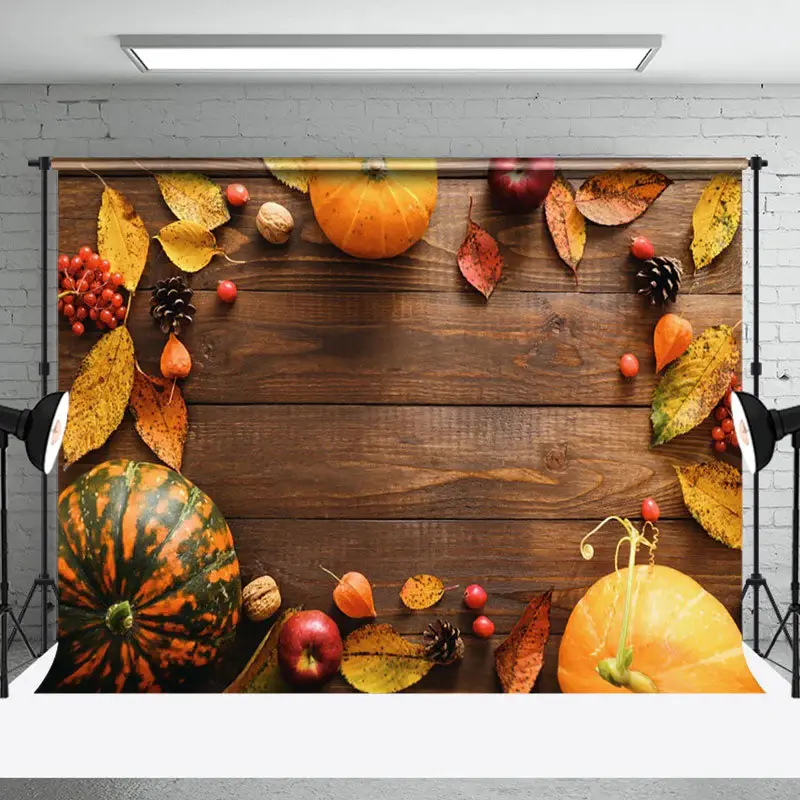 Aperturee Pumpkin Apple Wood Board Fall Photography Backdrop | Fall Festival Photo Backdrop | Fall Festival Backdrop | Diy Fa...
