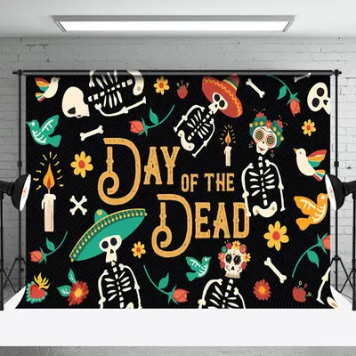 Skull Mexican Day Of The Dead Celebration Festival Backdrop