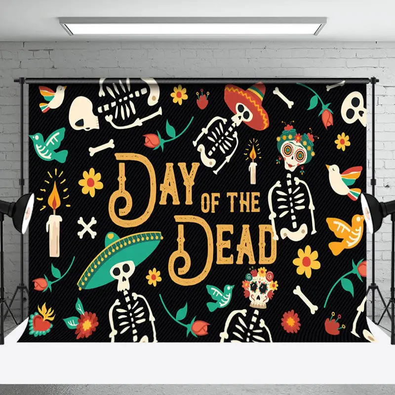 Skull Mexican Day Of The Dead Celebration Festival Backdrop