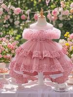 Toddler Girl's Glitter Sequin Decor Ruffle Trim Dress, Cute Fashion Casual Round Neck A Line Dress for Party Holiday, Kids Cl...