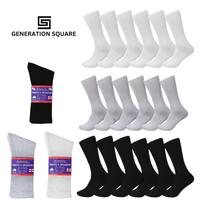 Generation Square Men & Women's Circulatory Non-Binding Cushioned Cotton Crew Socks Size 9-11 10-13 13-15 Soft Mid Calf Polye...