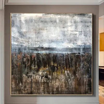 Brown Painting on Canvas Modern Abstract Artwork Large Canvas Wall Art | ALONG THE CLIFF